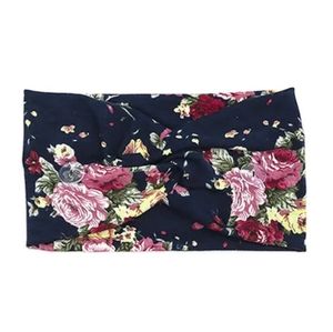 Floral headband button mask holder navy blue